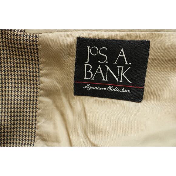 Jos A Bank Blazer Mens 41R Brown Check 100% Wool Signature Collection - Picture 6 of 10